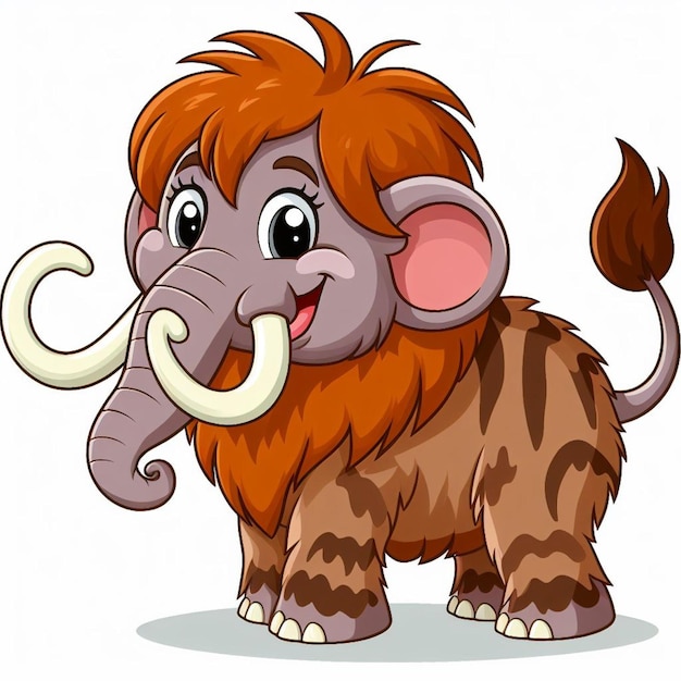 Vector cute woolly mammoth vector cartoon illustration