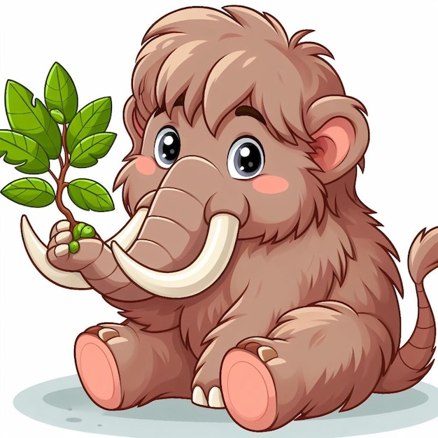 Vector cute woolly mammoth vector cartoon illustration