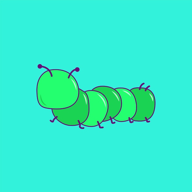 Cute worm character design illustration faceless animals