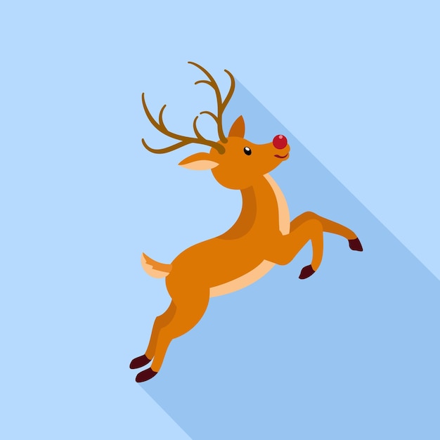 Cute xmas deer icon Flat illustration of cute xmas deer vector icon for web design
