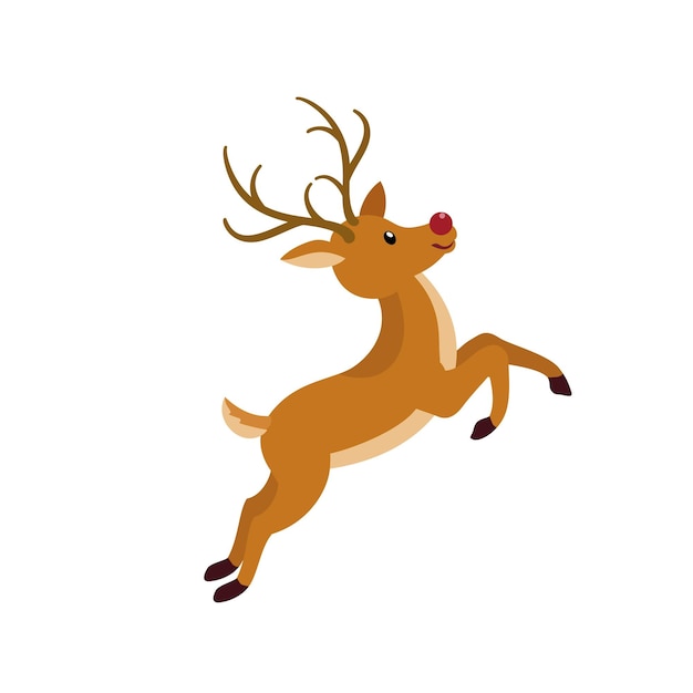 Cute xmas deer icon Flat illustration of cute xmas deer vector icon for web design