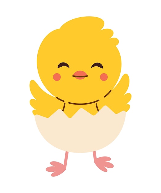 cute yellow baby chick hatching from egg with happy smile adorable easter illustration perfect for easter childrens products greeting cards and festive designs