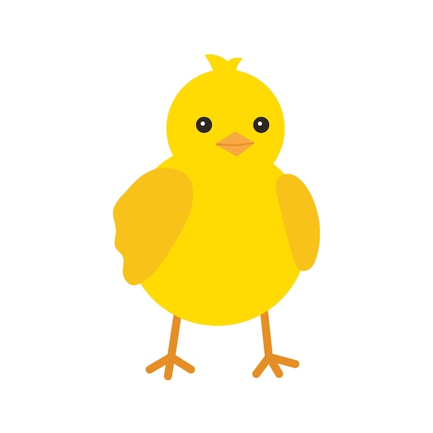 Cute yellow baby chicken for easter design Little yellow cartoon chick Vector illustration