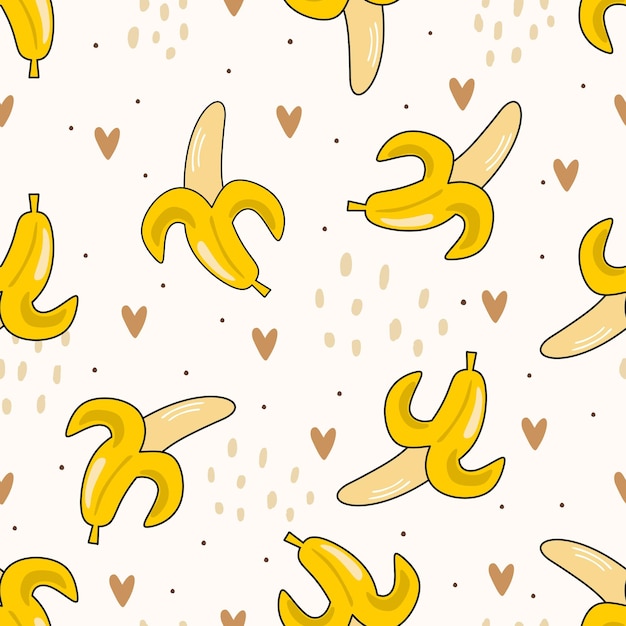 Cute yellow banana cute seamless pattern