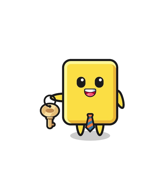 Cute yellow card as a real estate agent mascot