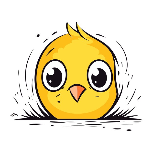 Cute yellow chick isolated on white background vector cartoon illustration