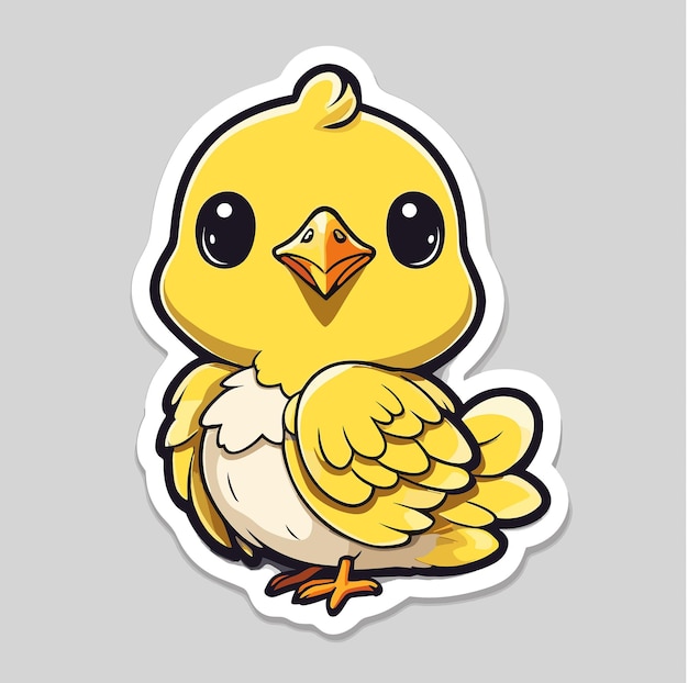 Vector cute yellow chick sticker