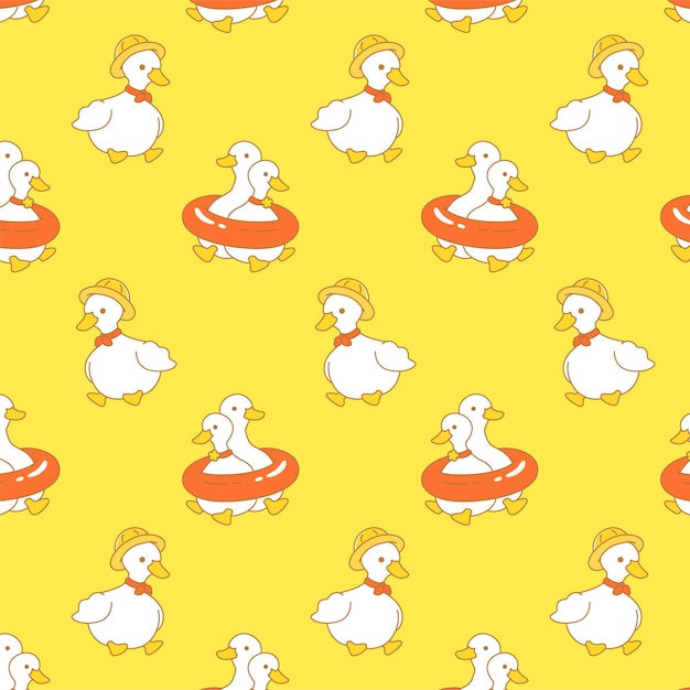 Vector cute yellow duck baby seamless pattern
