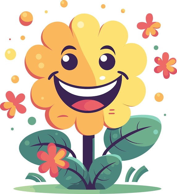 Vector a cute yellow flower smilling