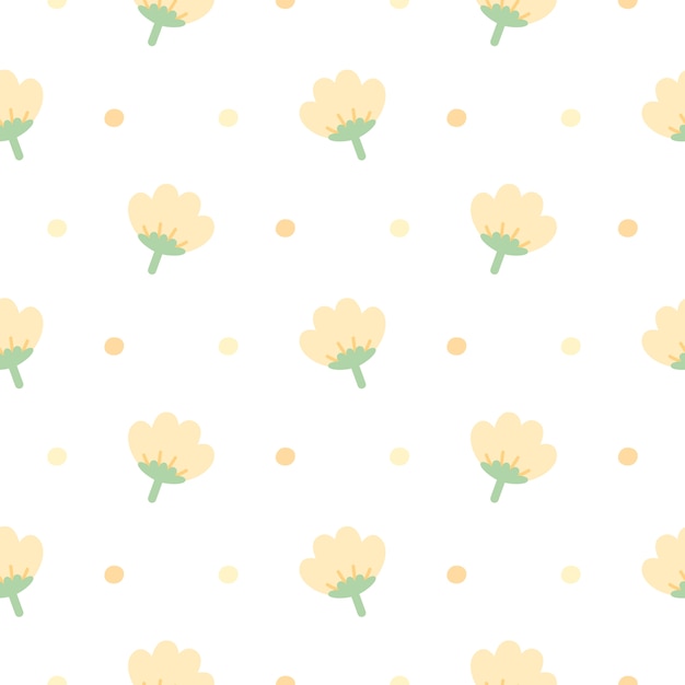 Cute yellow flowers seamless pattern background