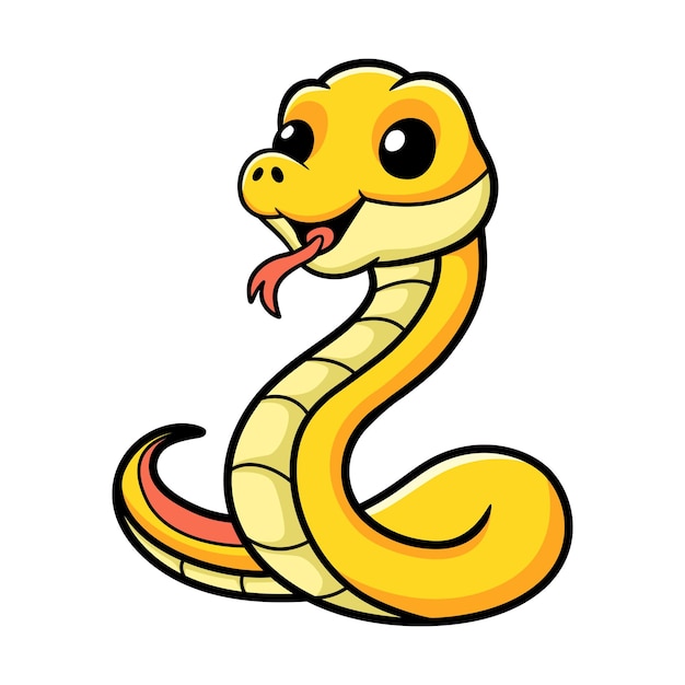 Vector cute yellow insularis snake cartoon