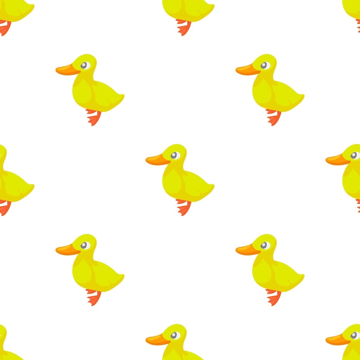 Vector cute yellow little duck pattern seamless background texture repeat wallpaper geometric vector