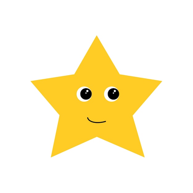 Cute yellow star with flatstyle eyes children's vector element