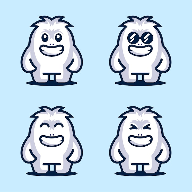 Vector cute yeti logo collection