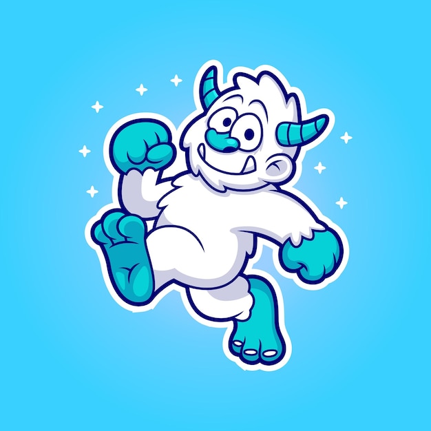 Vector cute yeti with funny pose cartoon