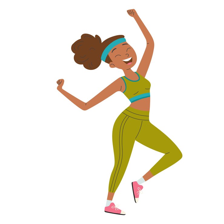 Vector a cute young girl in an athletic uniform is working out fitness sport vector illustration isolate