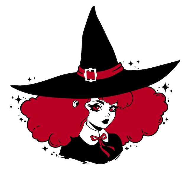 Cute young witch wearing typical witch hat