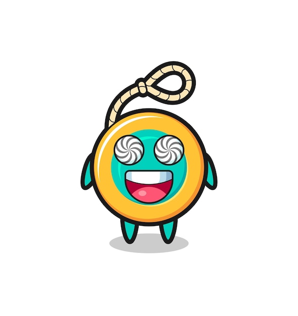 최면에 걸린 눈을 가진 귀여운 요요 캐릭터