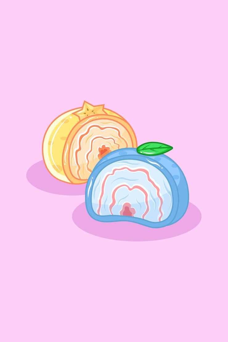Vector cute and yummy roll cake cartoon illustration