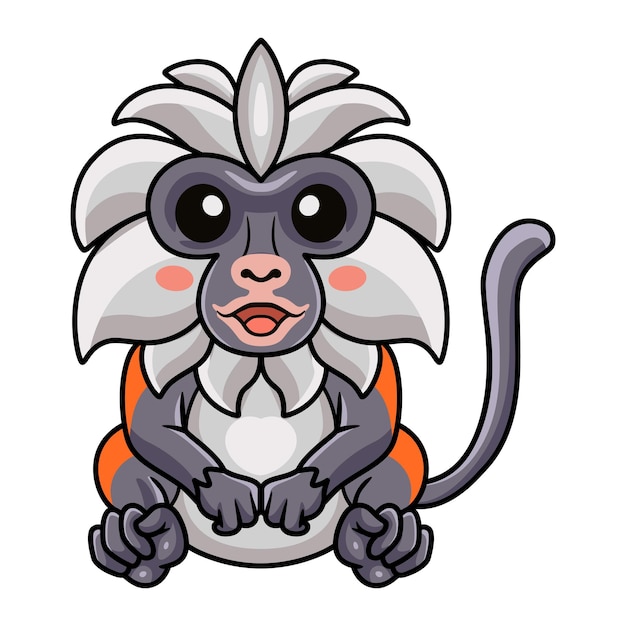 Cute zanzibar red colobus monkey cartoon sitting