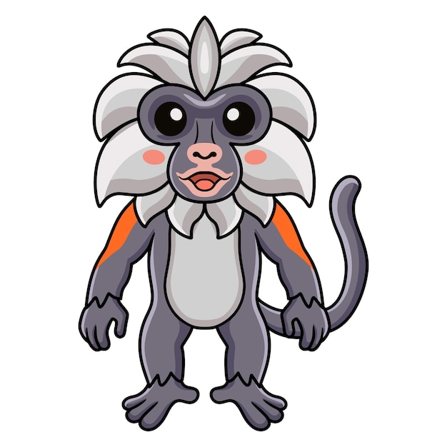 cute zanzibar red colobus monkey cartoon standing