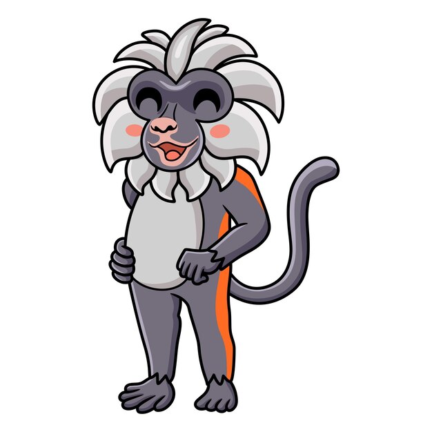cute zanzibar red colobus monkey cartoon standing