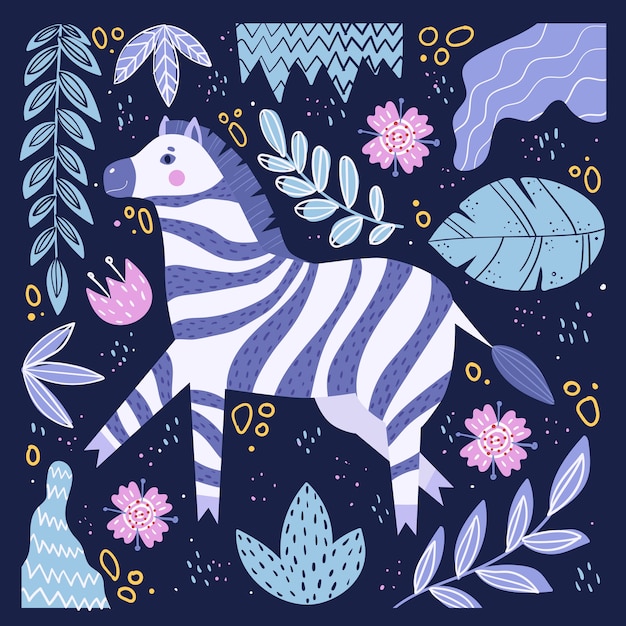 Cute zebra in cartoon style.