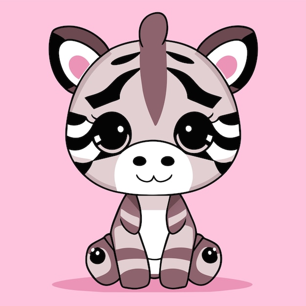 Vector cute zebra hand drawn cartoon sticker icon concept isolated illustration