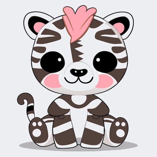 Cute zebra hand drawn cartoon sticker icon concept isolated illustration