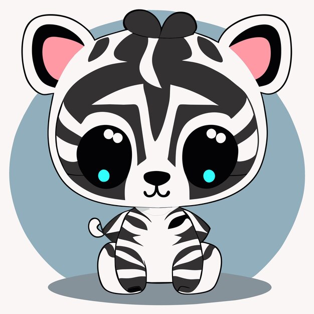 Cute zebra hand drawn cartoon sticker icon concept isolated illustration