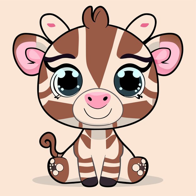 Cute zebra hand drawn cartoon sticker icon concept isolated illustration