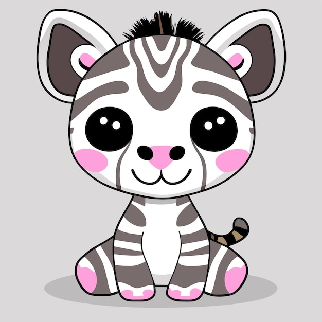 Cute zebra hand drawn cartoon sticker icon concept isolated illustration