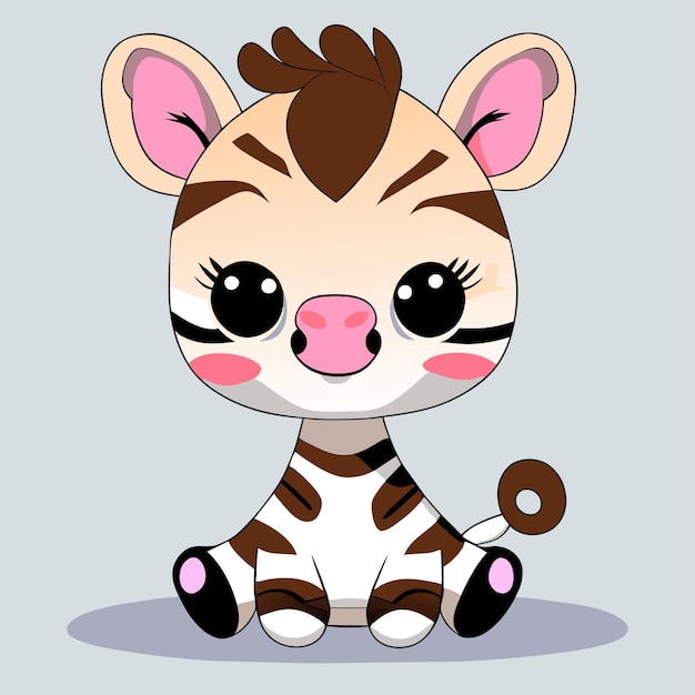 Cute zebra hand drawn cartoon sticker icon concept isolated illustration