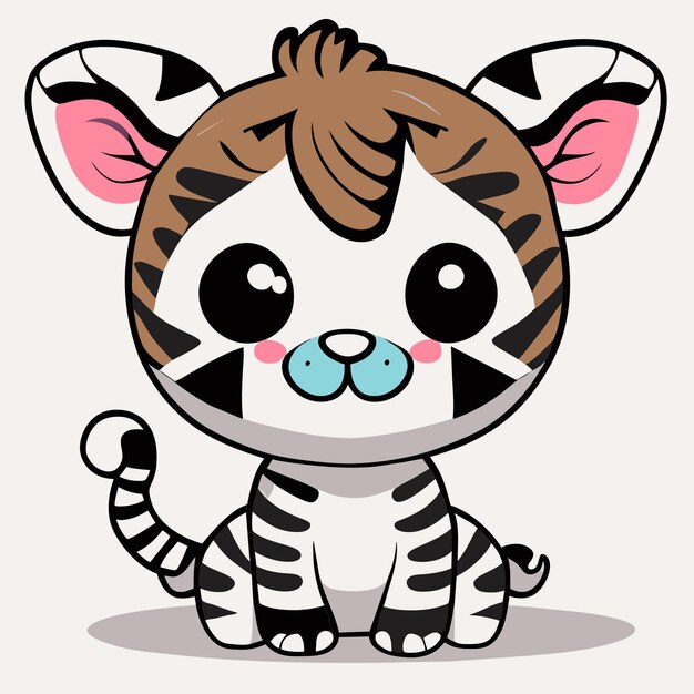 Cute zebra hand drawn cartoon sticker icon concept isolated illustration