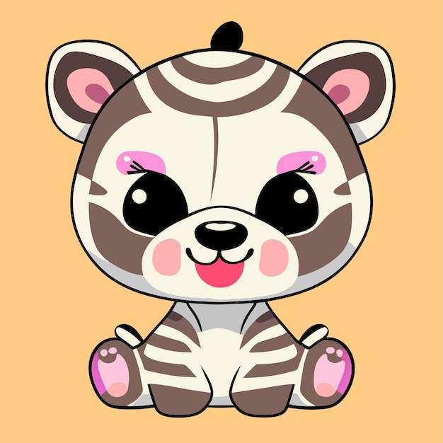 Cute zebra hand drawn cartoon sticker icon concept isolated illustration