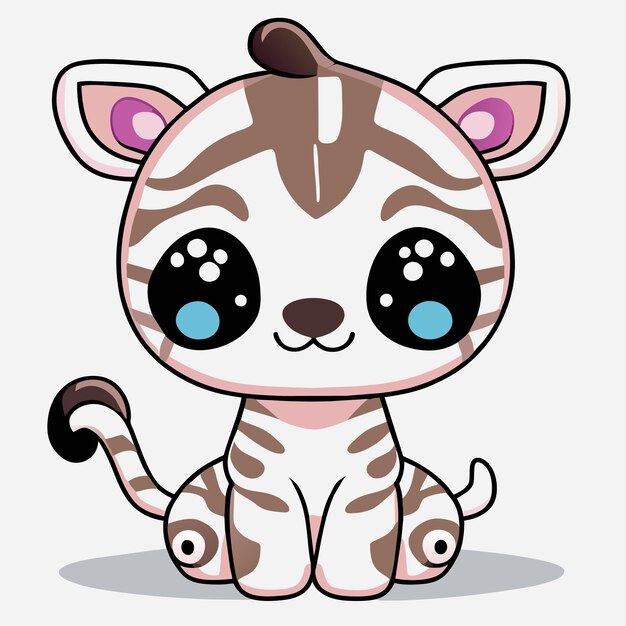 Cute zebra hand drawn cartoon sticker icon concept isolated illustration