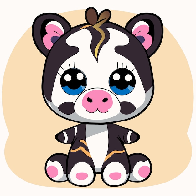 Cute zebra hand drawn cartoon sticker icon concept isolated illustration