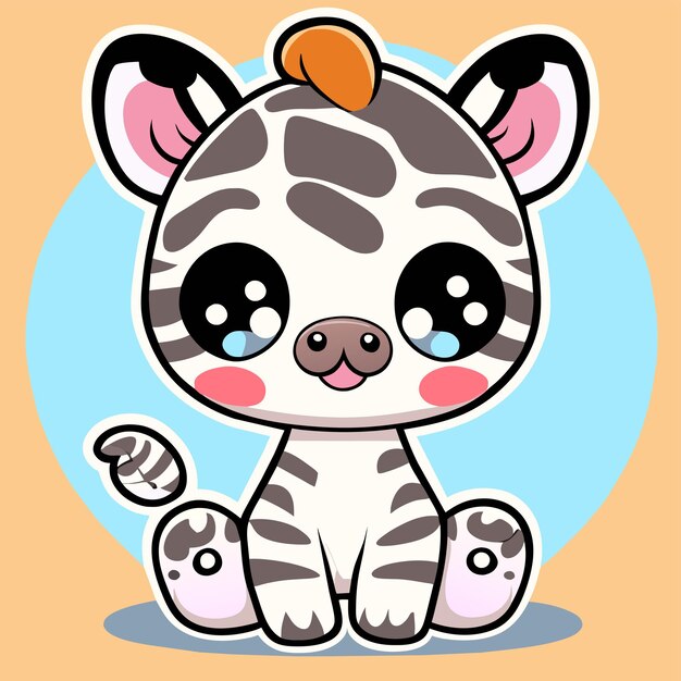 Cute zebra hand drawn cartoon sticker icon concept isolated illustration