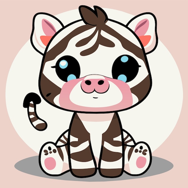 Cute zebra hand drawn cartoon sticker icon concept isolated illustration