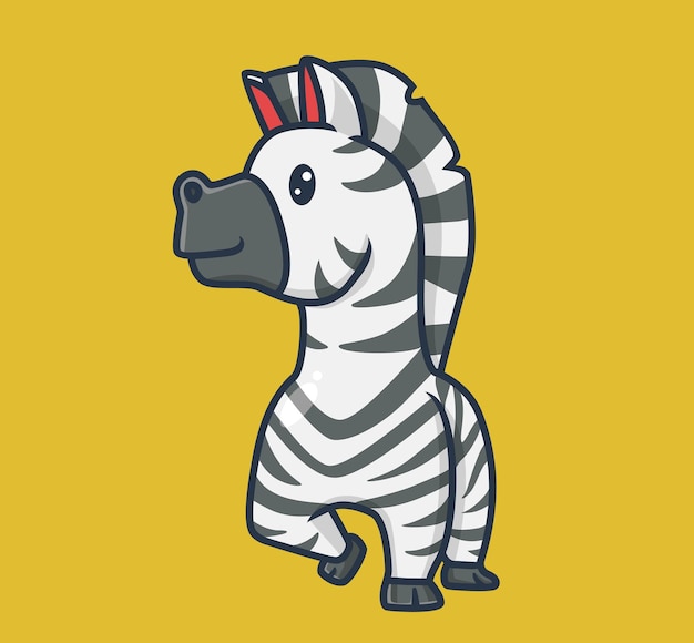 Cute zebra walking cartoon animal nature concept isolated illustration flat style suitable