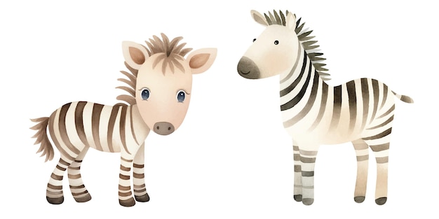 cute zebra watercolor vector illustration