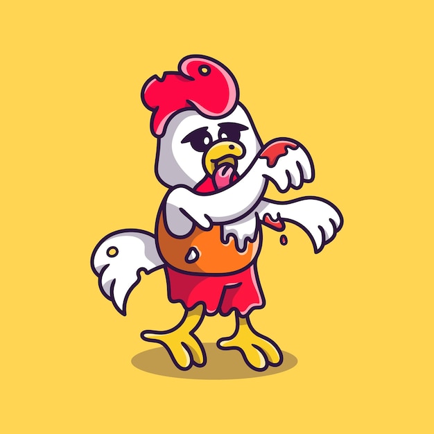 Cute zombie chicken cartoon illustration