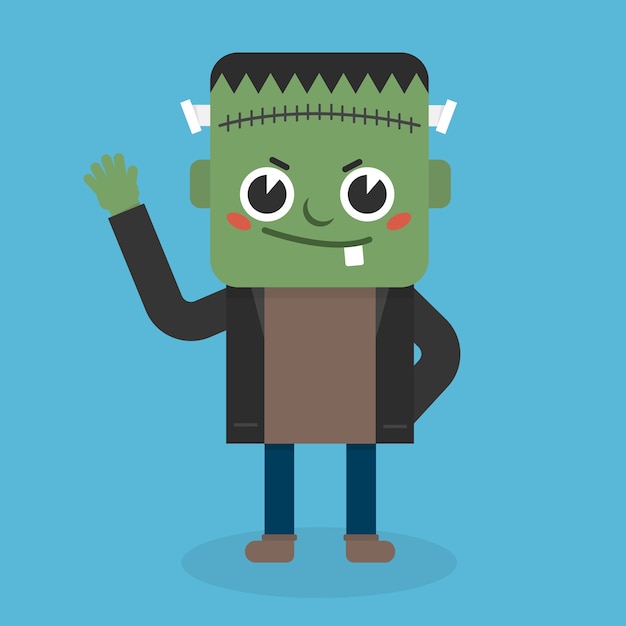 Cute zombie icon flat design.