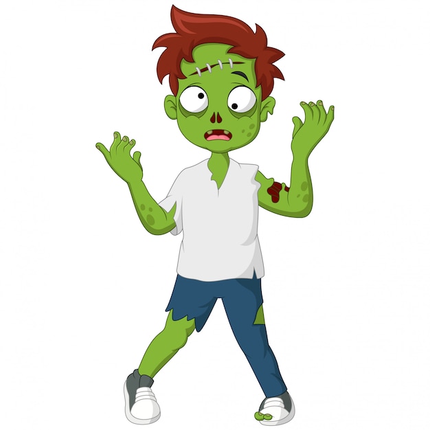 Vector cute zombie standing and walking