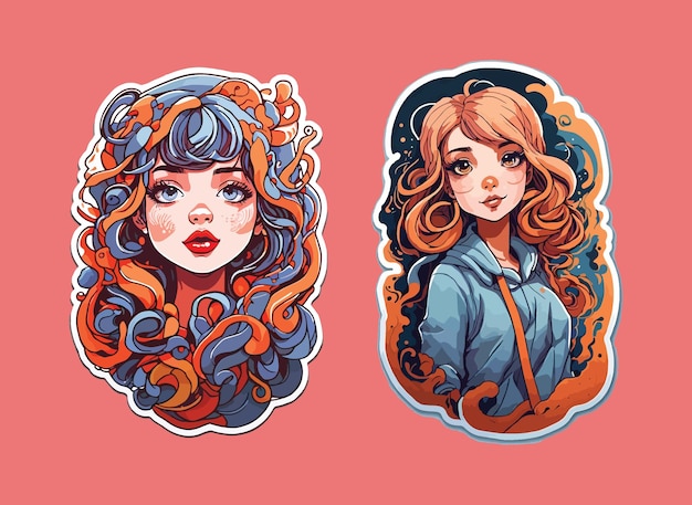 CuteGirl Illustration Vector Sticker