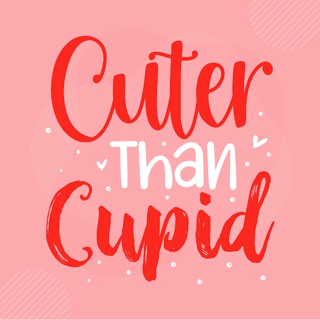 Più carino di cupido lettering san valentino premium vector design