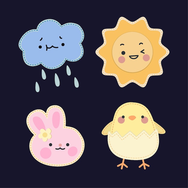 Vector cutie patch pack vector illustration