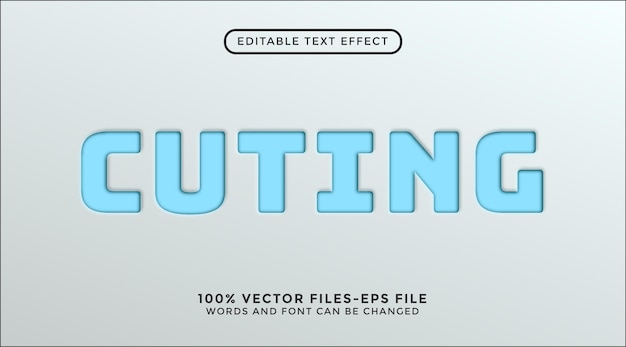 Cuting text. editable text effect premium vectors