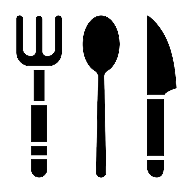 Cutlery Glyph Solid Zwarte illustratie