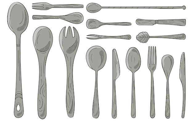 Cutlery Illustrations Knife Knives Fork Spoon